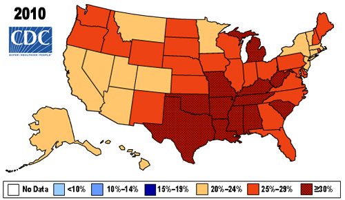 CDC obesity map 2010