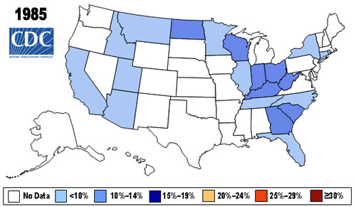 CDC obesity map 1985