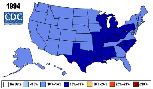 CDC obesity map 1994
